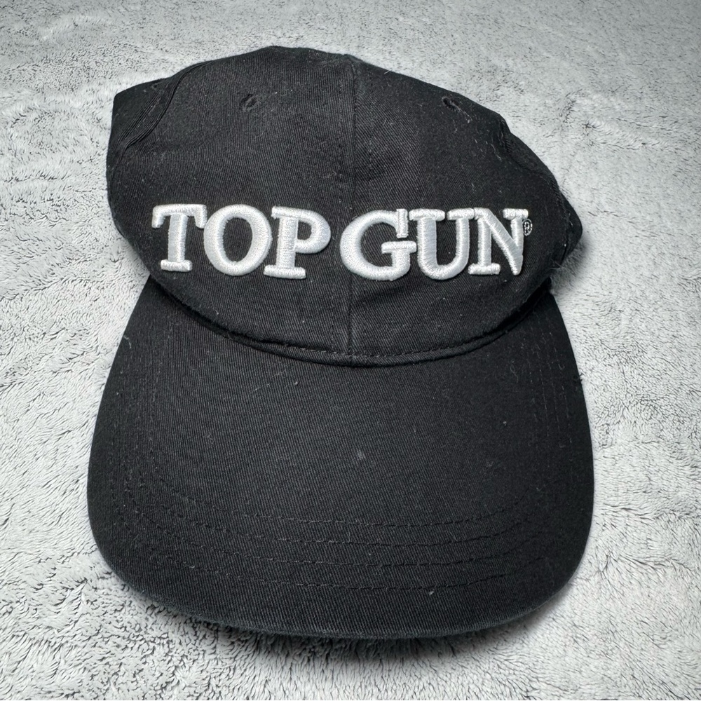 Top‎ Gun Hat - An American Icon, Adjustable Strap Black with White Embroidery